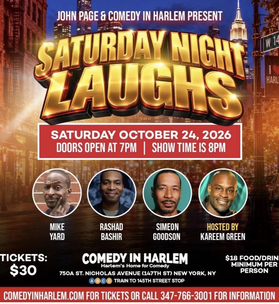 Saturday Night Laughs event flyer